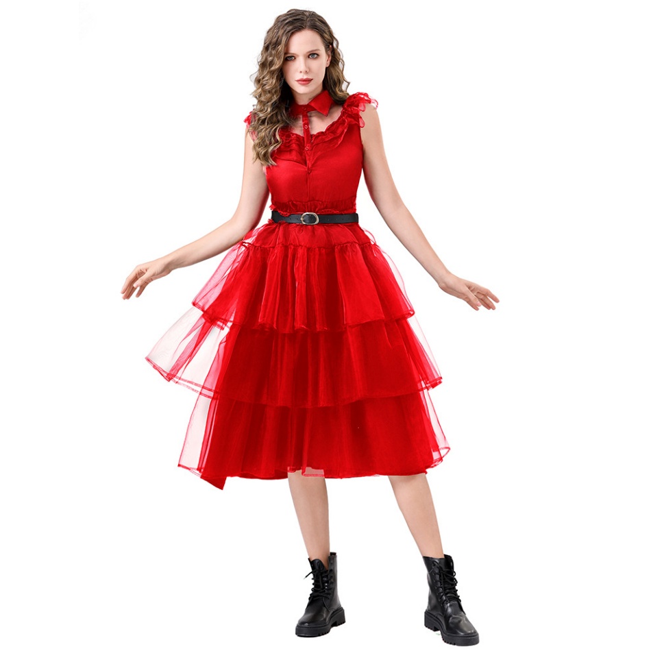 Women Wednesday Black Dress Dance Costume Dress Halloween Cosplay Gothic Outfit